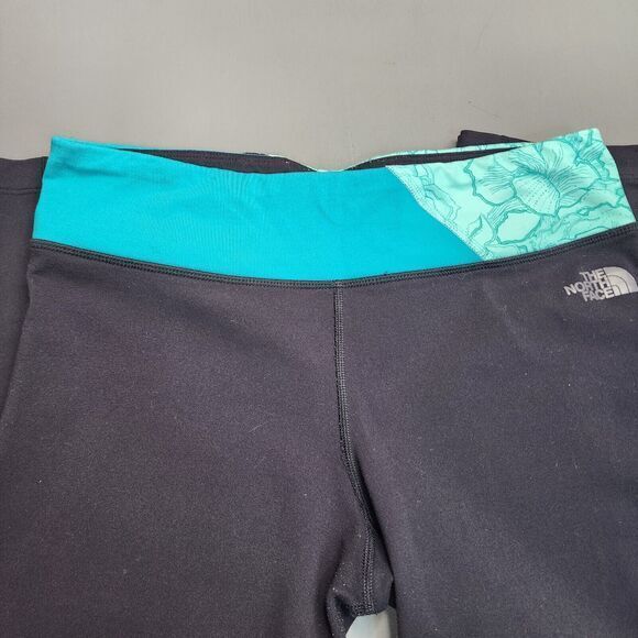 The‎ North Face Cropped Leggings Women's S Flared Black Blue Pattern Vapor Wick - Picture 3 of 11
